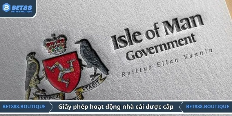 Giấy phép hoạt động nhà cái BET88 được cấp